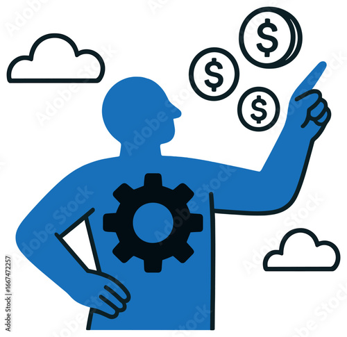 Innovation and progress vector: economic growth and technological advancement concept art