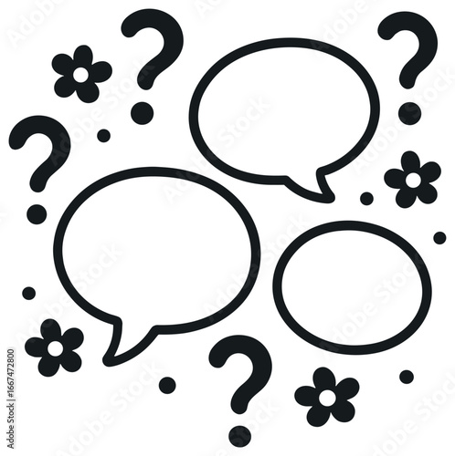 Inquisitive speech bubbles vector for creative communication and dialogue concepts