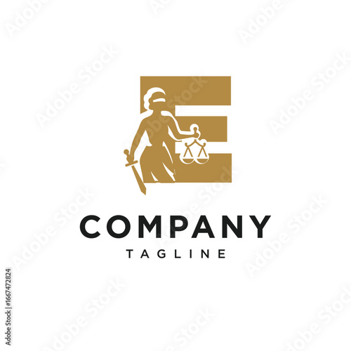Letter E Themis Logo Icon Vector