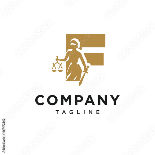 Letter F Themis Logo Icon Vector