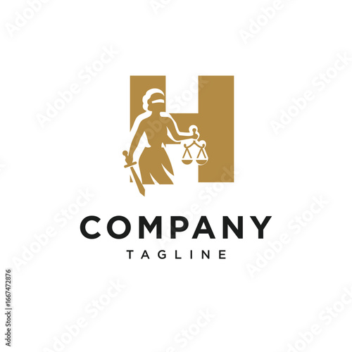 Letter H Themis Logo Icon Vector