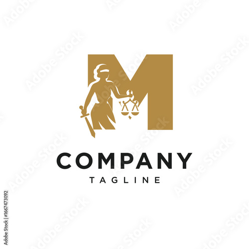 Letter M Themis Logo Icon Vector