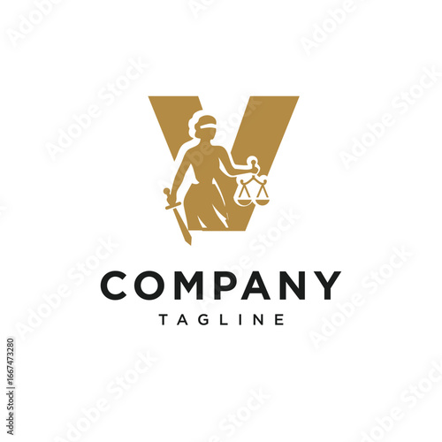 Letter V Themis Logo Icon Vector