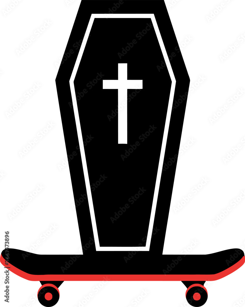 Obraz premium Coffin transforming into a skateboard.