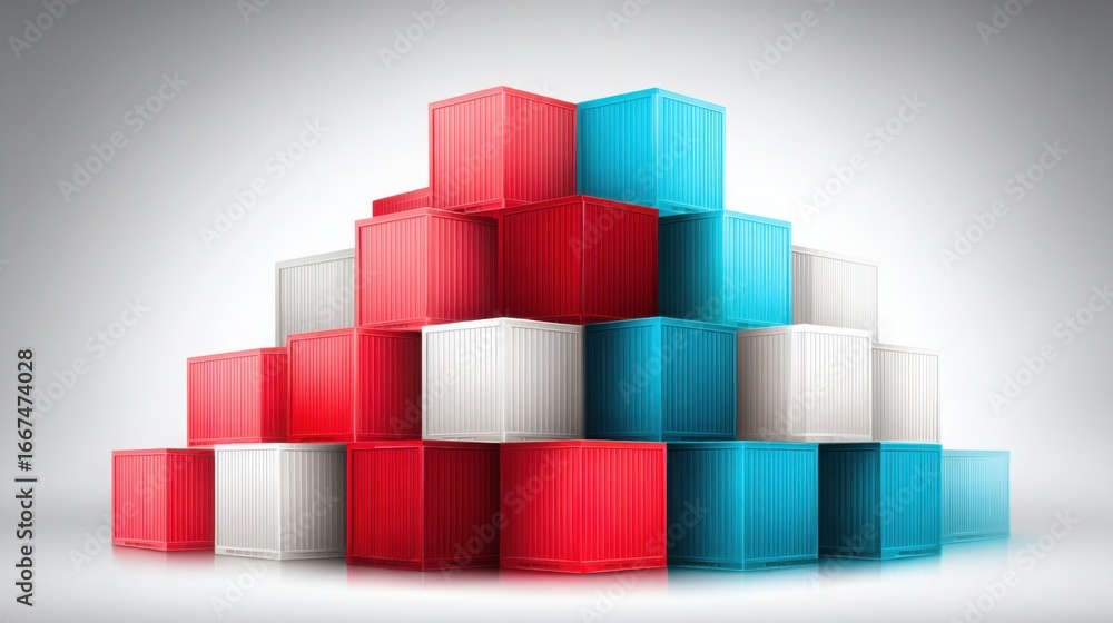 Obraz premium Stack of containers representing trade and export-import dynamics between countries in global commerce