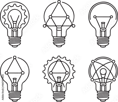Abstract lightbulb designs with geometric elements