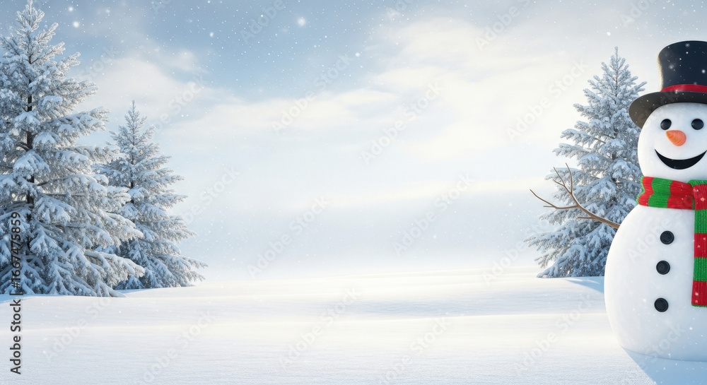 Fototapeta premium Snowman Background with copy space
