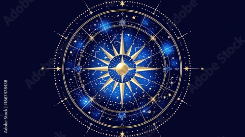 Wallpaper Mural Hand-drawn free birth chart with astrological houses Torontodigital.ca