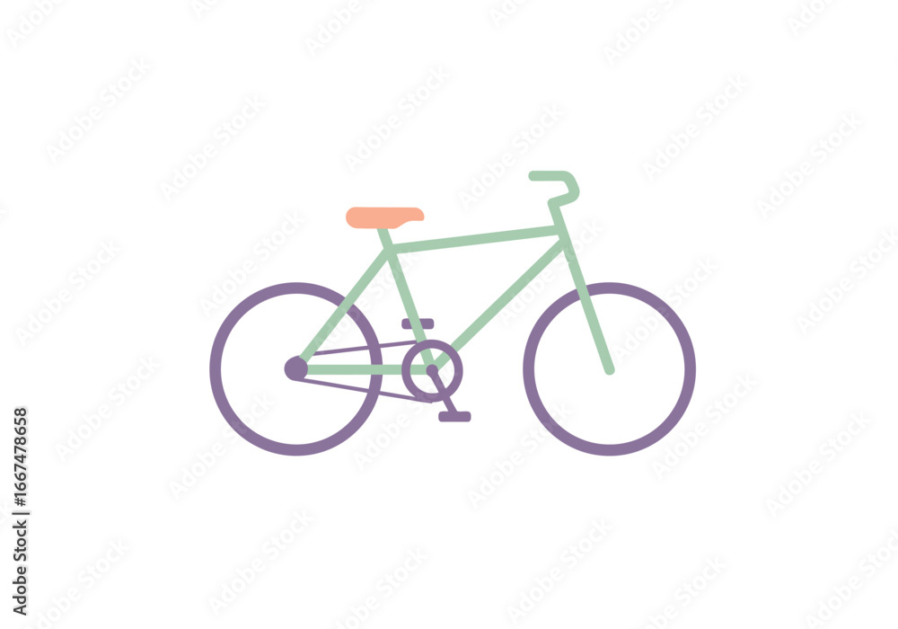 Simple Green and Purple Bicycle Illustration. Simple Green and Purple Bicycle Illustration.