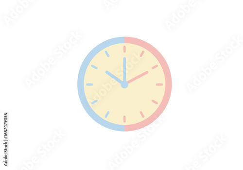 Pastel Two-Tone Analog Clock Showing the Time.