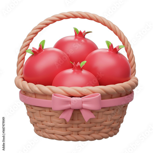 Pomegranate Fruit Basket Hamper inside an elegant basket with decorative ribbon_background_removed.png