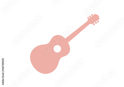 Pink Acoustic Guitar Silhouette Simple Music Icon.