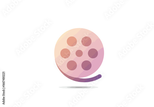 Gradient Pink Film Reel Icon Cinema Symbol.
