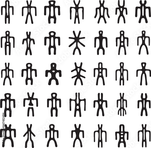 Black stylized human figures abstract graphic