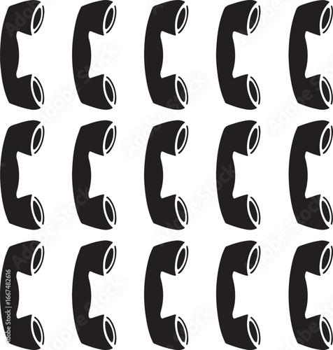 Black telephone handset pattern communication vintage