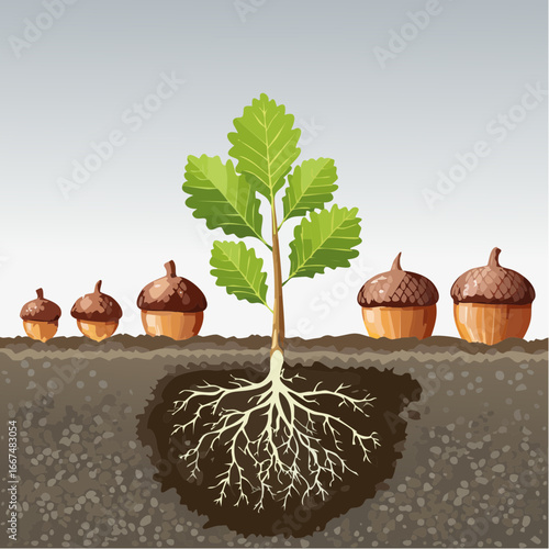 sprouting acorns for mini oak reforestation projects