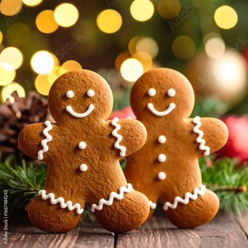 Wallpaper Mural Gingerbread men cookies on wooden table, holiday background Torontodigital.ca