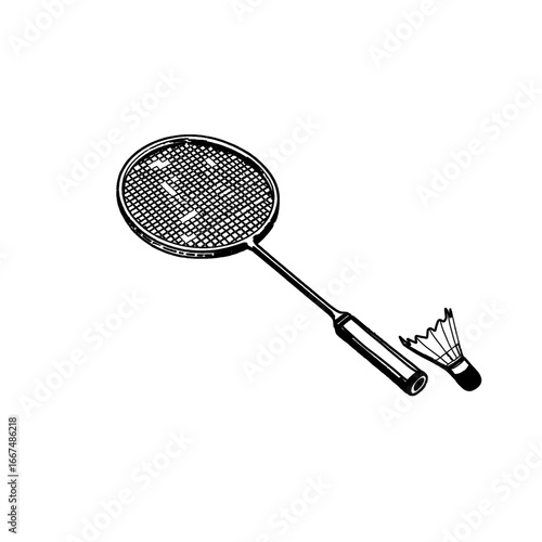 badminton racket and shuttlecock sketch
