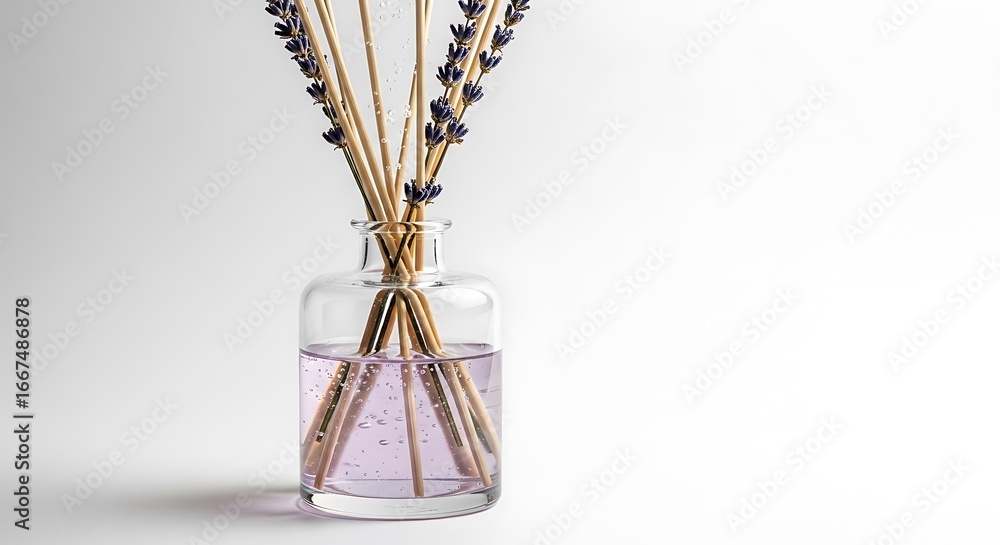 Obraz premium Elegant Lavender Reed Diffuser Against a Clean Background