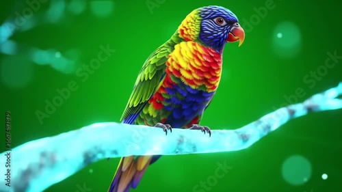 Colorful Parrot Perching on Branch in Nature Setting