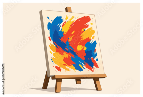 Vibrant abstract canvas vector - bold, colorful modern art, splash of red, blue, yellow