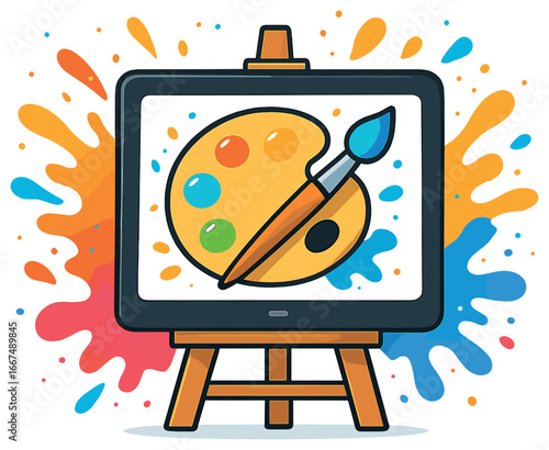 Creative digital art: vibrant painting tools and splash vector illustration for artistic inspiration