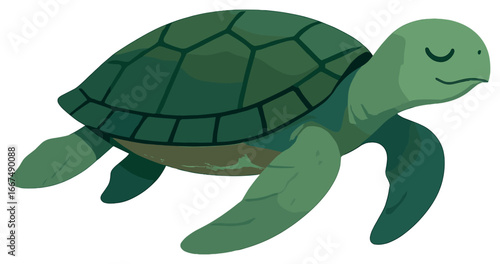 Serene sea turtle vector art: tranquil marine wildlife illustration for nature-themed designs