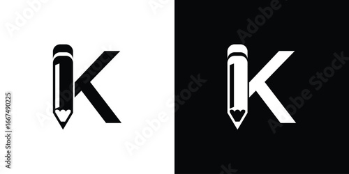 Creative pencil logo with combination letter from A to Z premium vector