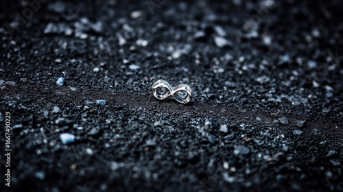 A tiny meteorite rests on an infinity symbol crafted from probability percentages.