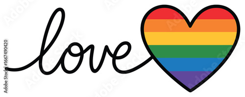 Lgbtq+ love vector: rainbow heart emblem for pride celebrations and equality awareness