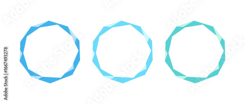 Abstract Icy Frames with Polygonal Crystal Shapes in Blue and Turquoise