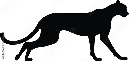 Elegant silhouette of a cheetah in motion capturing graceful speed and wild power silhouette