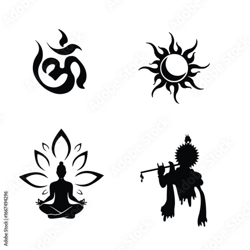 Set of spiritual and religious symbols vector illustration