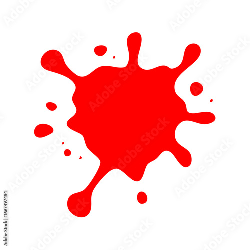 red blood splash shape design element