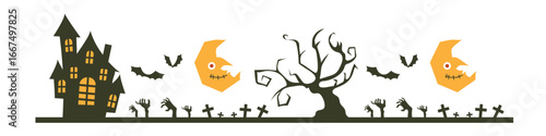 ハロウィンの区切り線・装飾用素材/Halloween Divider Line and Decorative Material