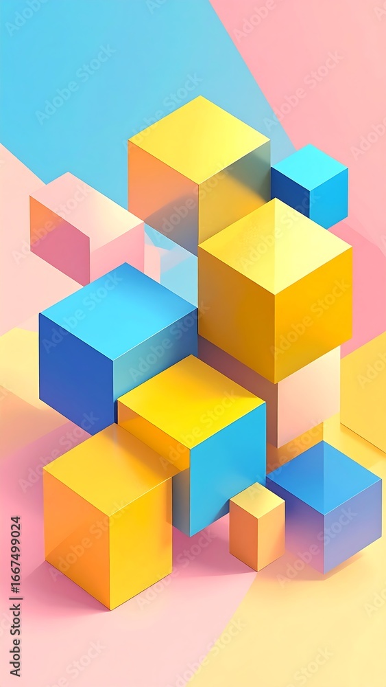 Fototapeta premium Abstract composition of colorful cubes