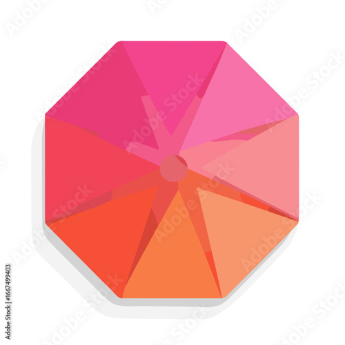 Colorful octagon shaped graphic element in vibrant pink and orange  