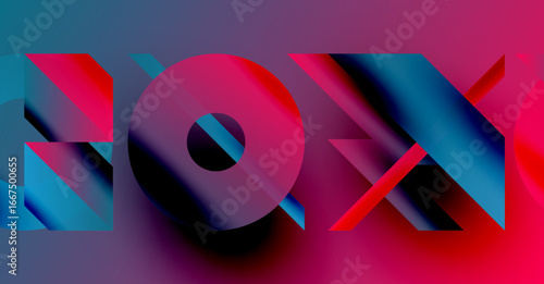 Vibrant graphic displays NOX text. Bold colors blend, creating dynamic visual impact. Modern design, abstract shapes, striking composition.