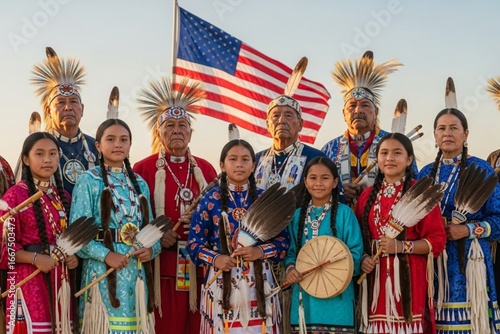 Group of Native American elders and youth together
