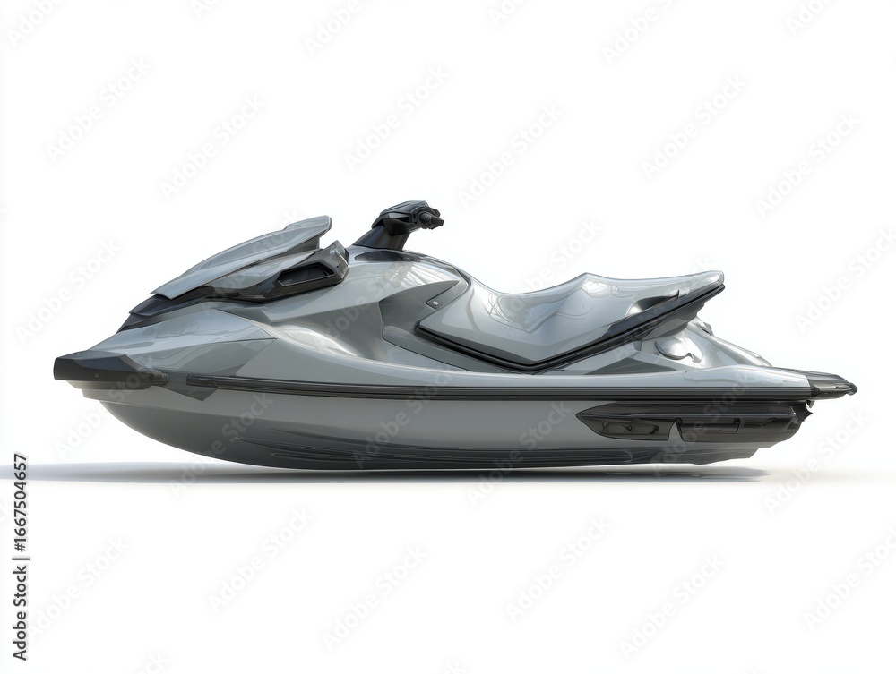 Naklejka premium Sleek Gray and Black Personal Watercraft on White Background
