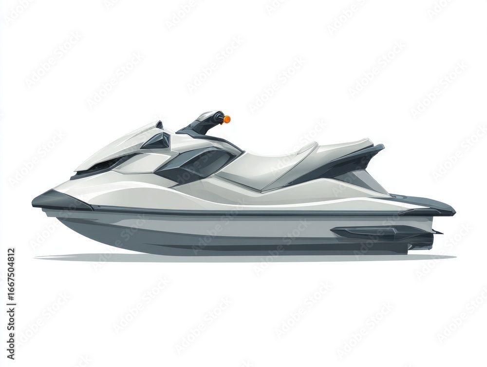 Naklejka premium Sleek Gray and White Personal Watercraft on White Background