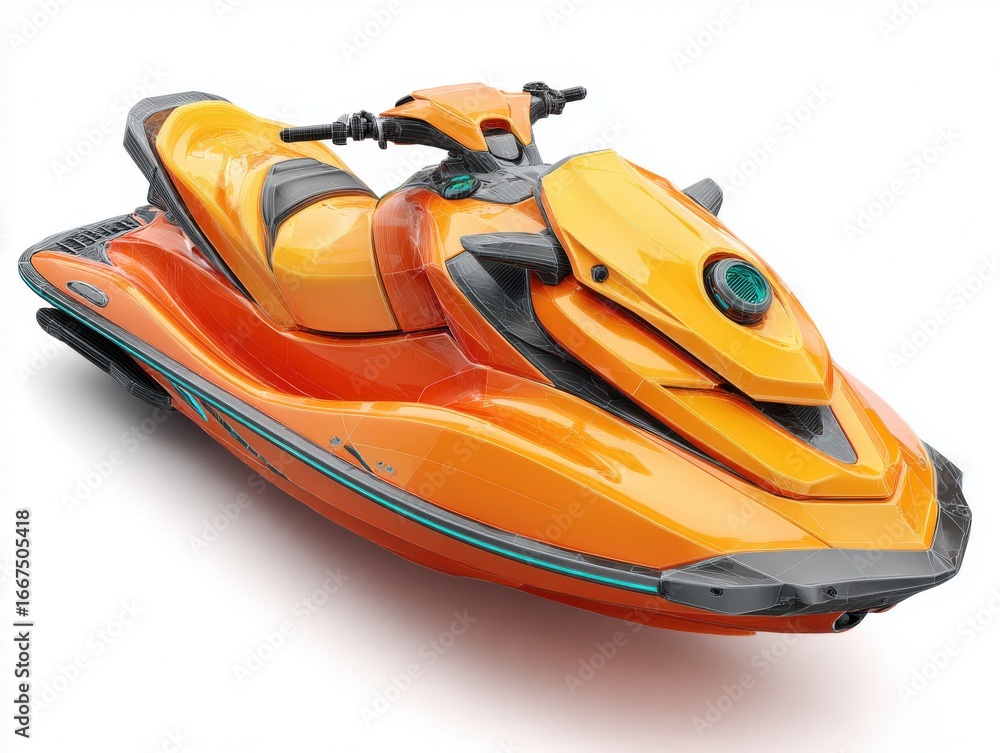 Naklejka premium Sleek Orange and Black Jet Ski on White Background