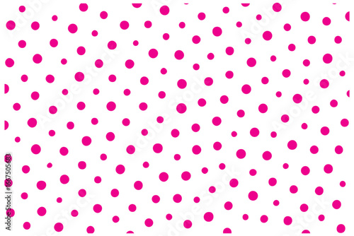 Hot pink polka dot seamless pattern with bright small dots on white background