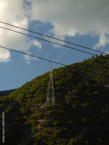 The power tower on the top of the mountain