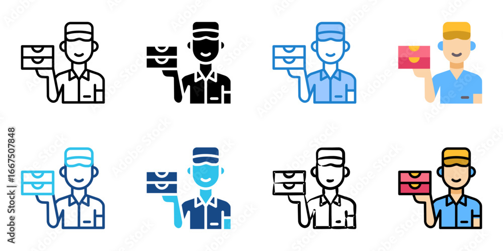 Fototapeta premium Courier icon set multiple style collection illustration vector. 