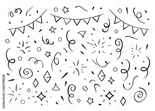 Vibrant birthday celebration confetti pattern design featuring a repeating festive motif in multiple colors