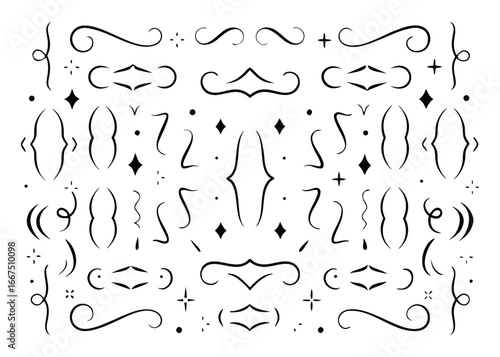 A diverse collection of decorative brackets and curly symbols for graphic design projects