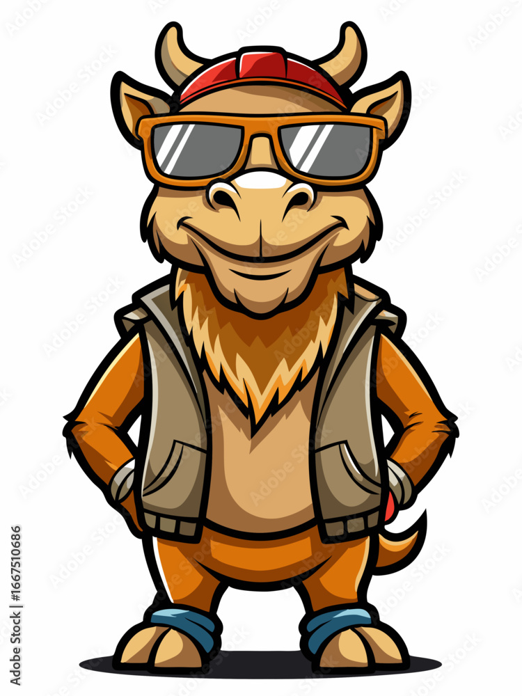 Obraz premium colorful illustration of a cartoon camel mascot, isolated on white background, suitable for logo, mascot, branding, game character, and etc
