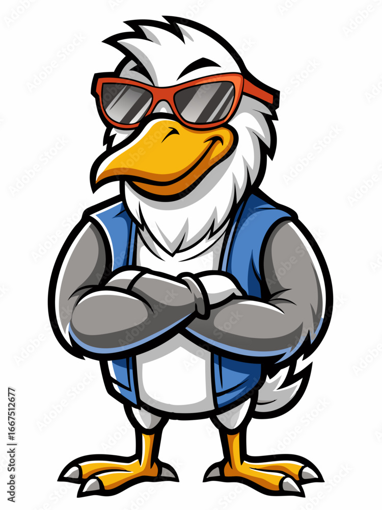 Naklejka premium colorful illustration of a cartoon goose mascot, isolated on white background, suitable for logo, mascot, branding, game character, and etc