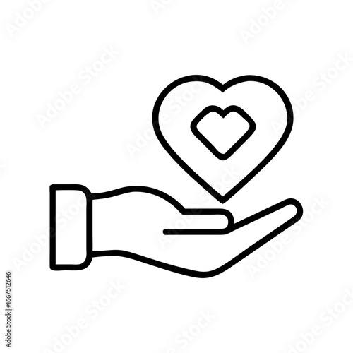 Hand holding heart symbol representing concept of ESG Strategy Icon  